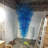 300cm tall hotel chandelier bule color hand made blown glass made Inspired by Chihuly