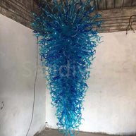 300cm tall hotel chandelier bule color hand made blown glass made Inspired by Chihuly