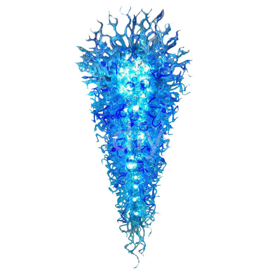 300cm tall hotel chandelier bule color hand made blown glass made Inspired by Chihuly