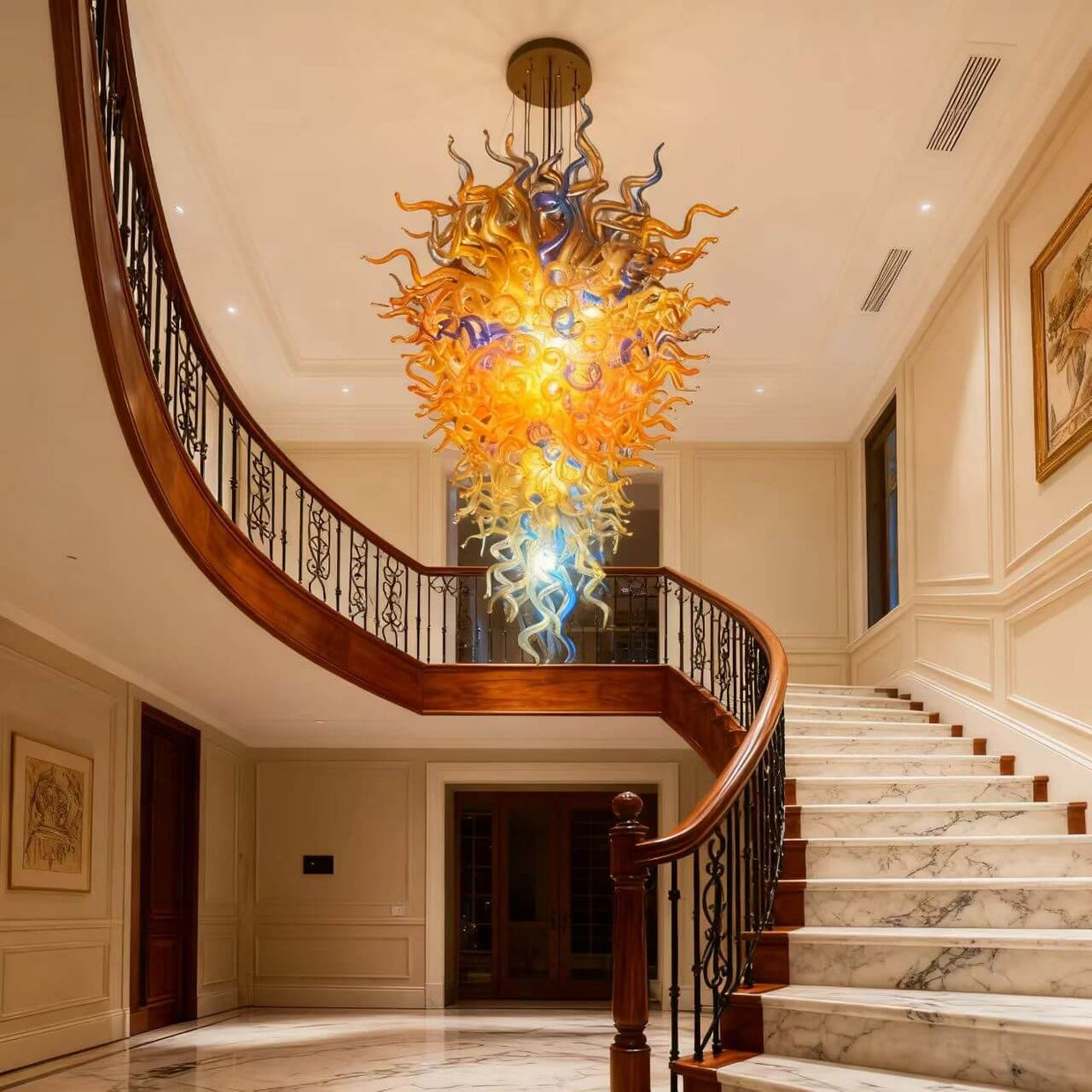 Hand made glass big chandelier