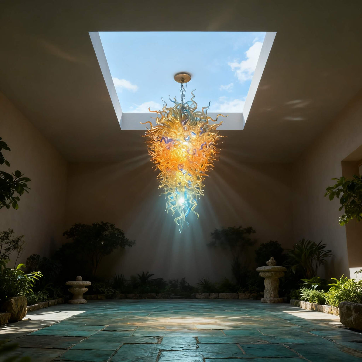 Hand made glass big chandelier