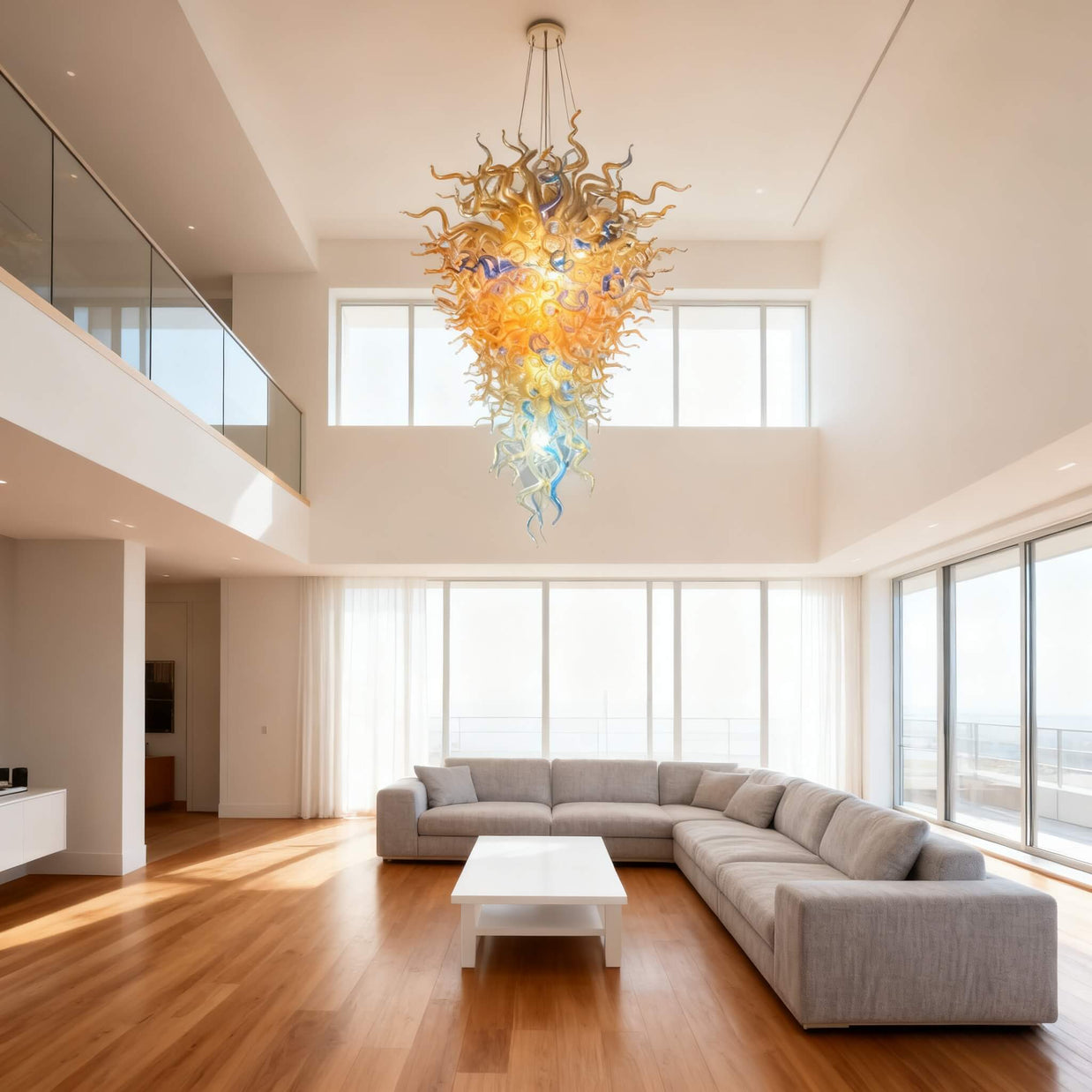 Hand made glass big chandelier