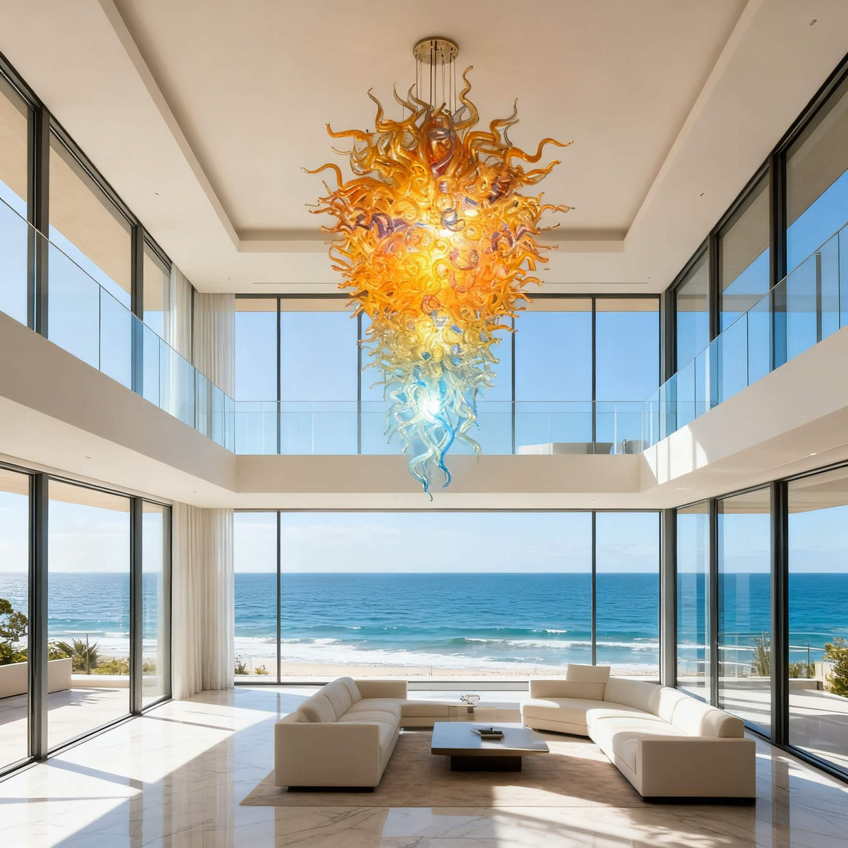 Hand made glass big chandelier