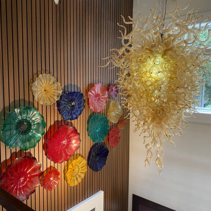 Hotel lobby decoration hand made glass chandelier project modern design
