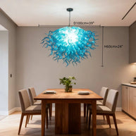 Hand made blown glass blue chandelier