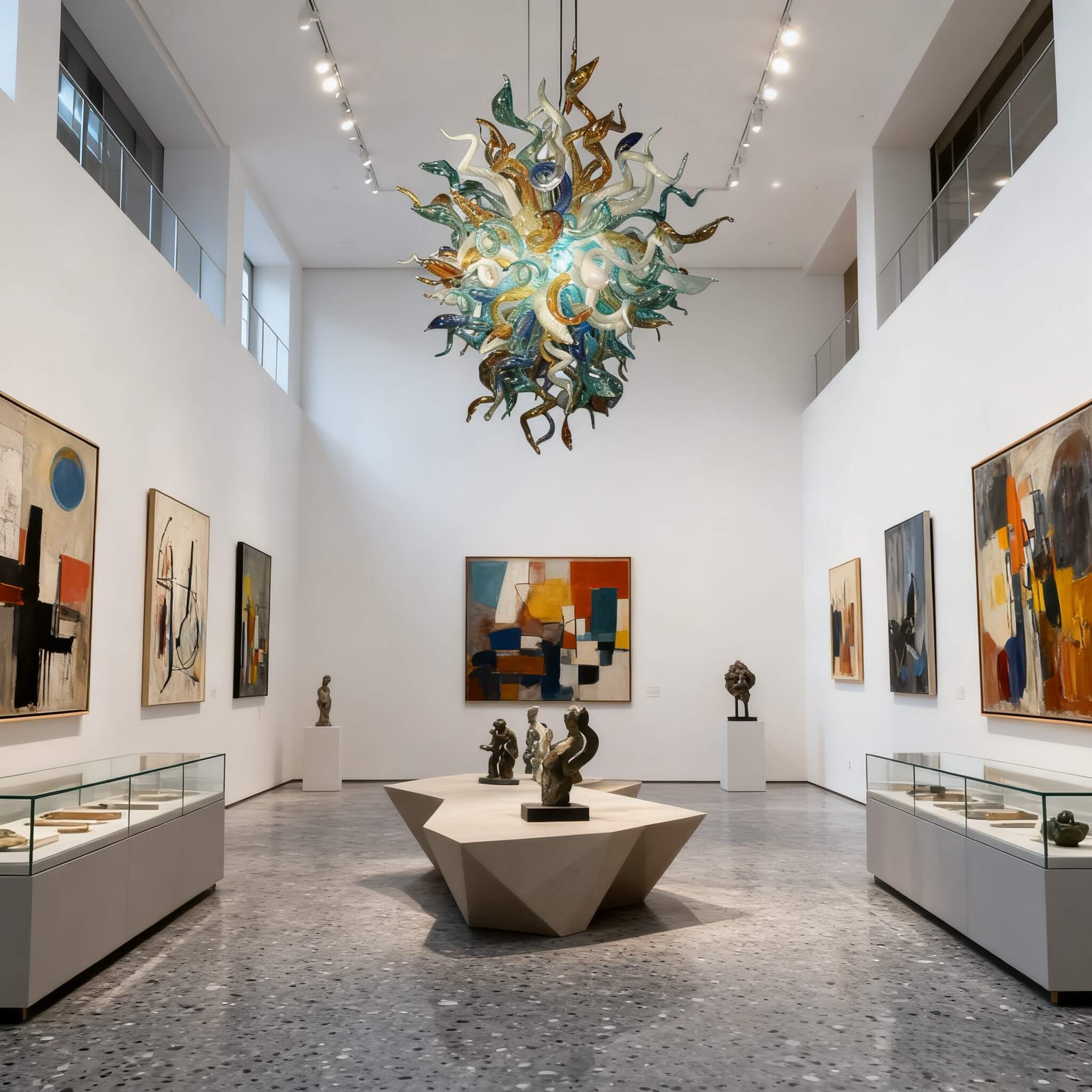 Custom design blown glass chandelier