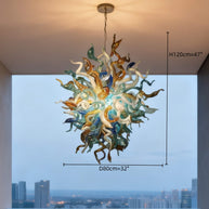 Custom design blown glass chandelier