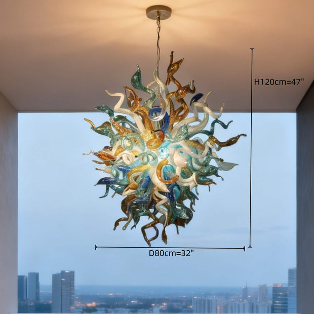 Custom design blown glass chandelier