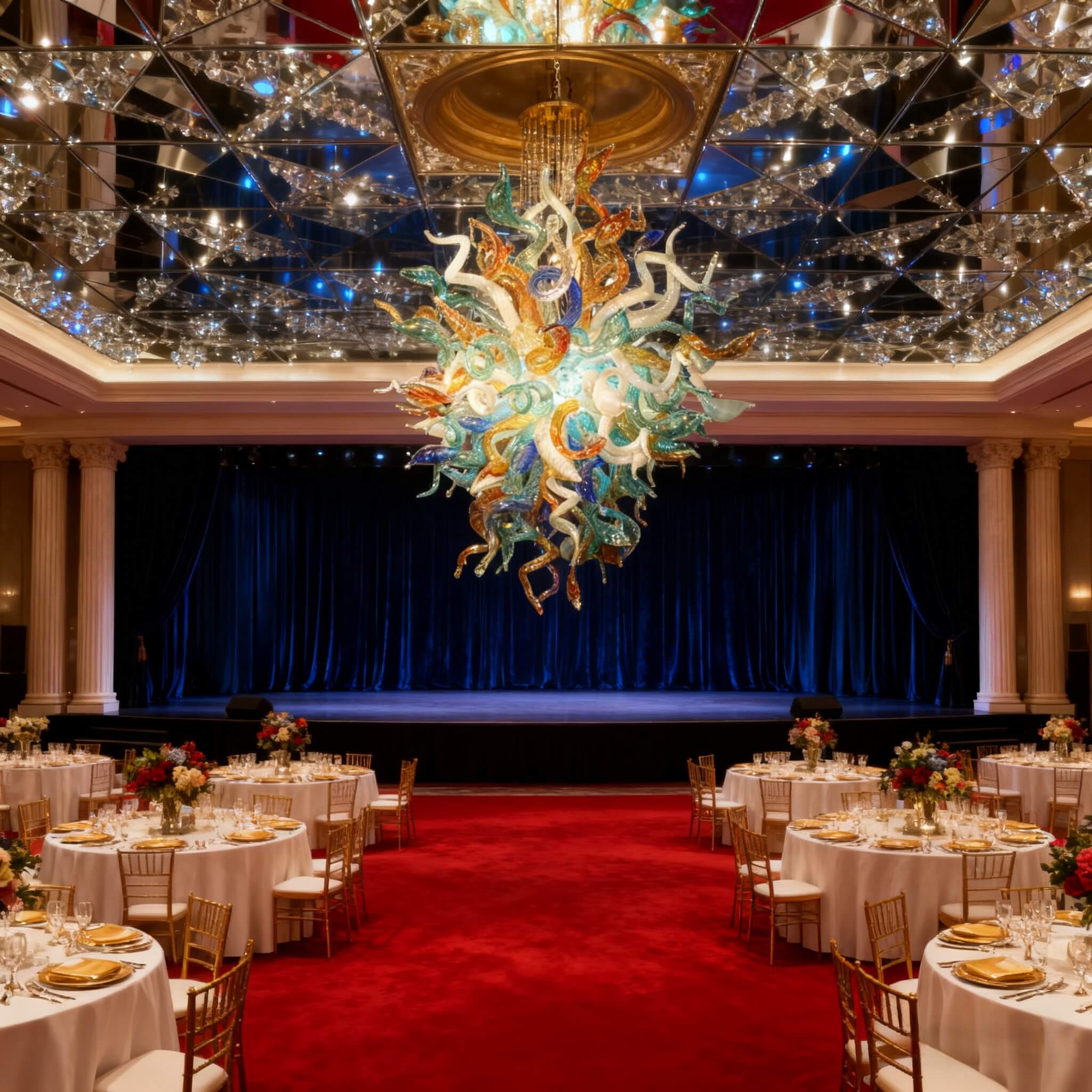 Custom design blown glass chandelier