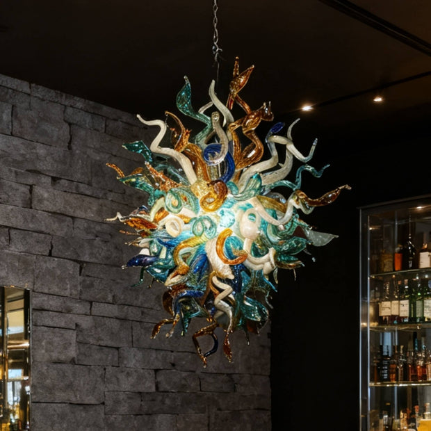 Custom design blown glass chandelier