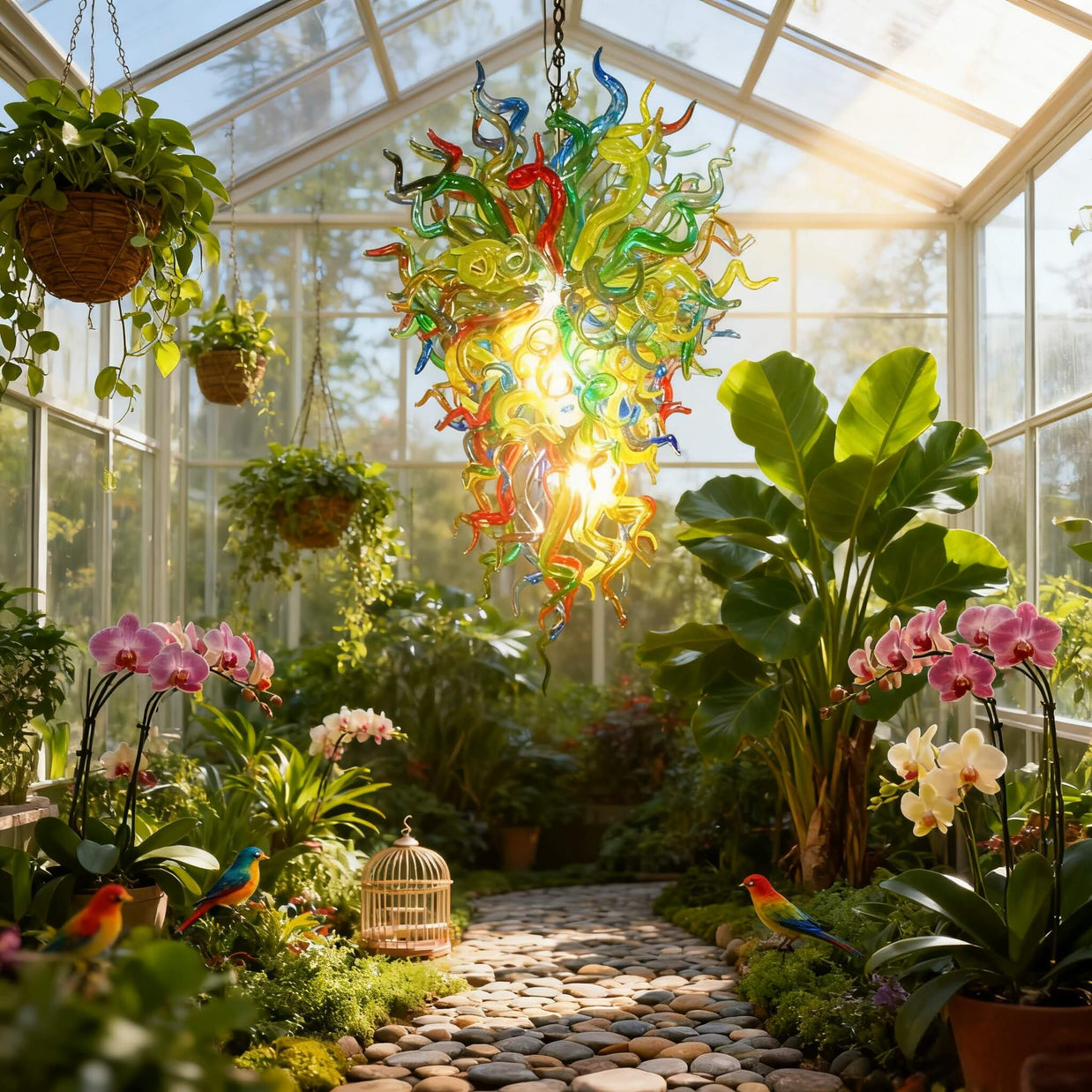 Colorful blowing custom glass chandelier