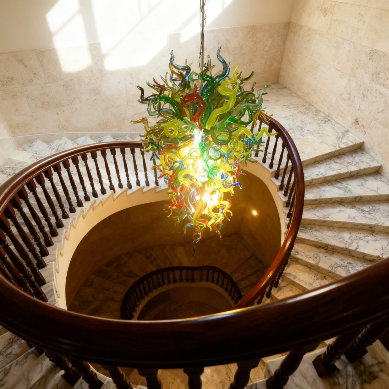 Colorful blowing custom glass chandelier