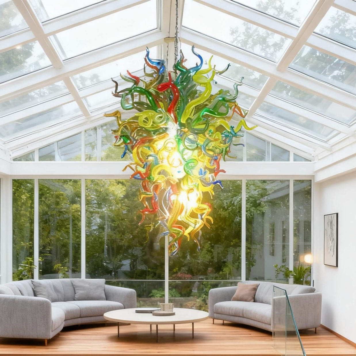Colorful blowing custom glass chandelier