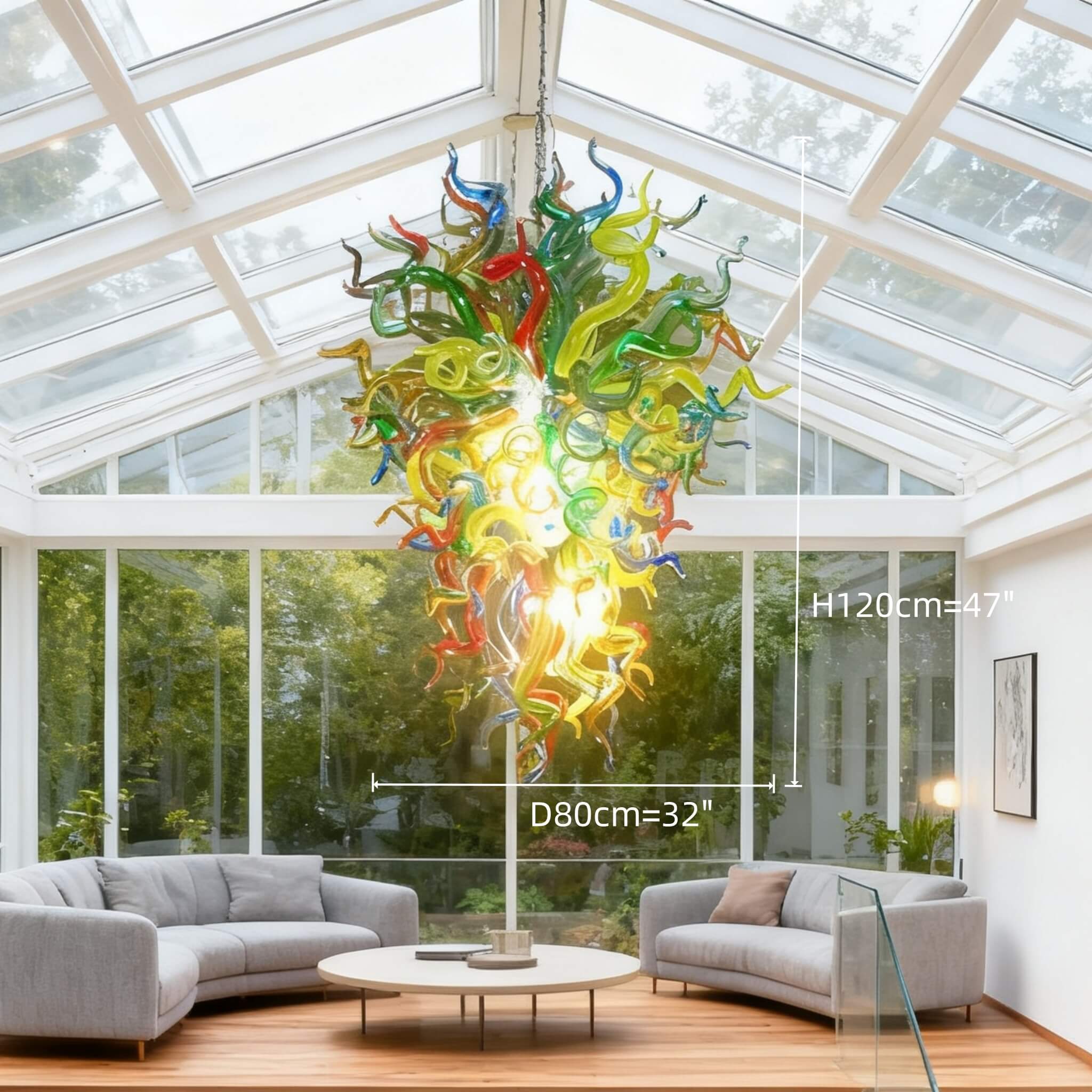 Colorful blowing custom glass chandelier