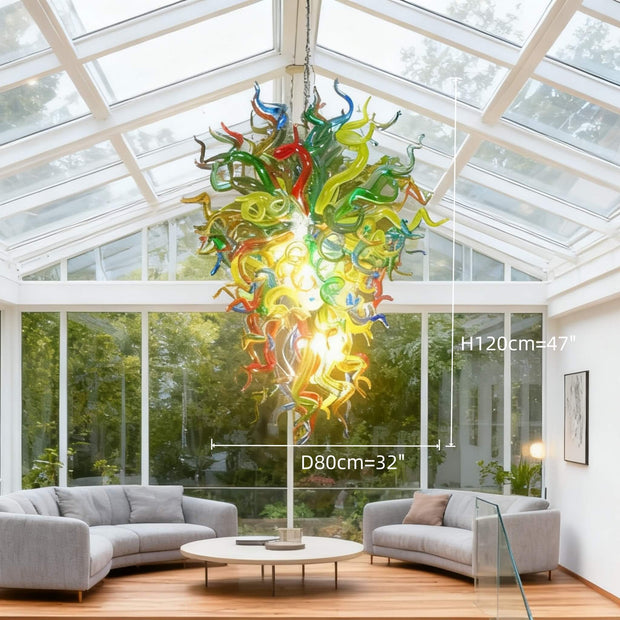 Colorful blowing custom glass chandelier