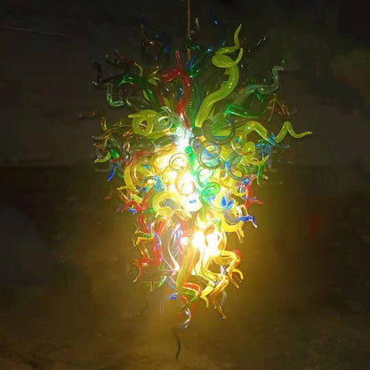 Colorful blowing custom glass chandelier hotel decoration