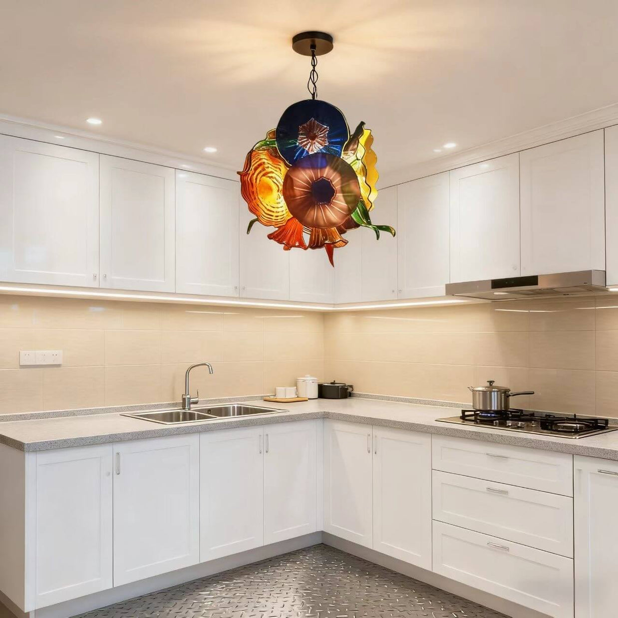 Hand made glass flower chandelier