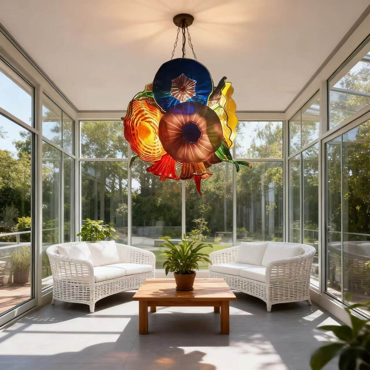 Hand made glass flower chandelier