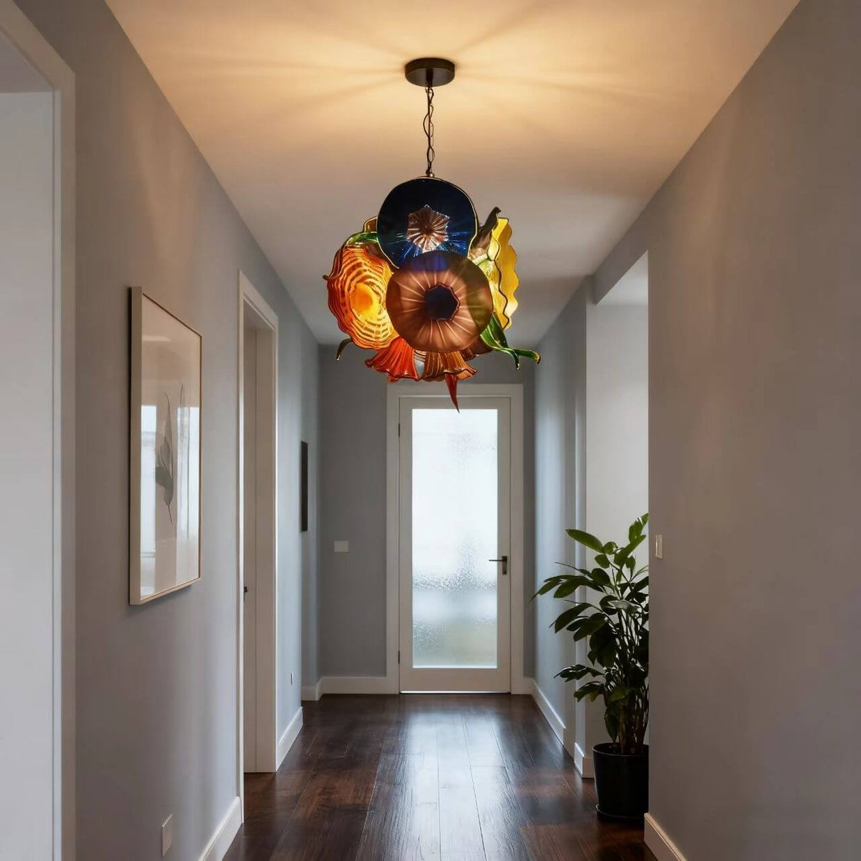 Hand made glass flower chandelier