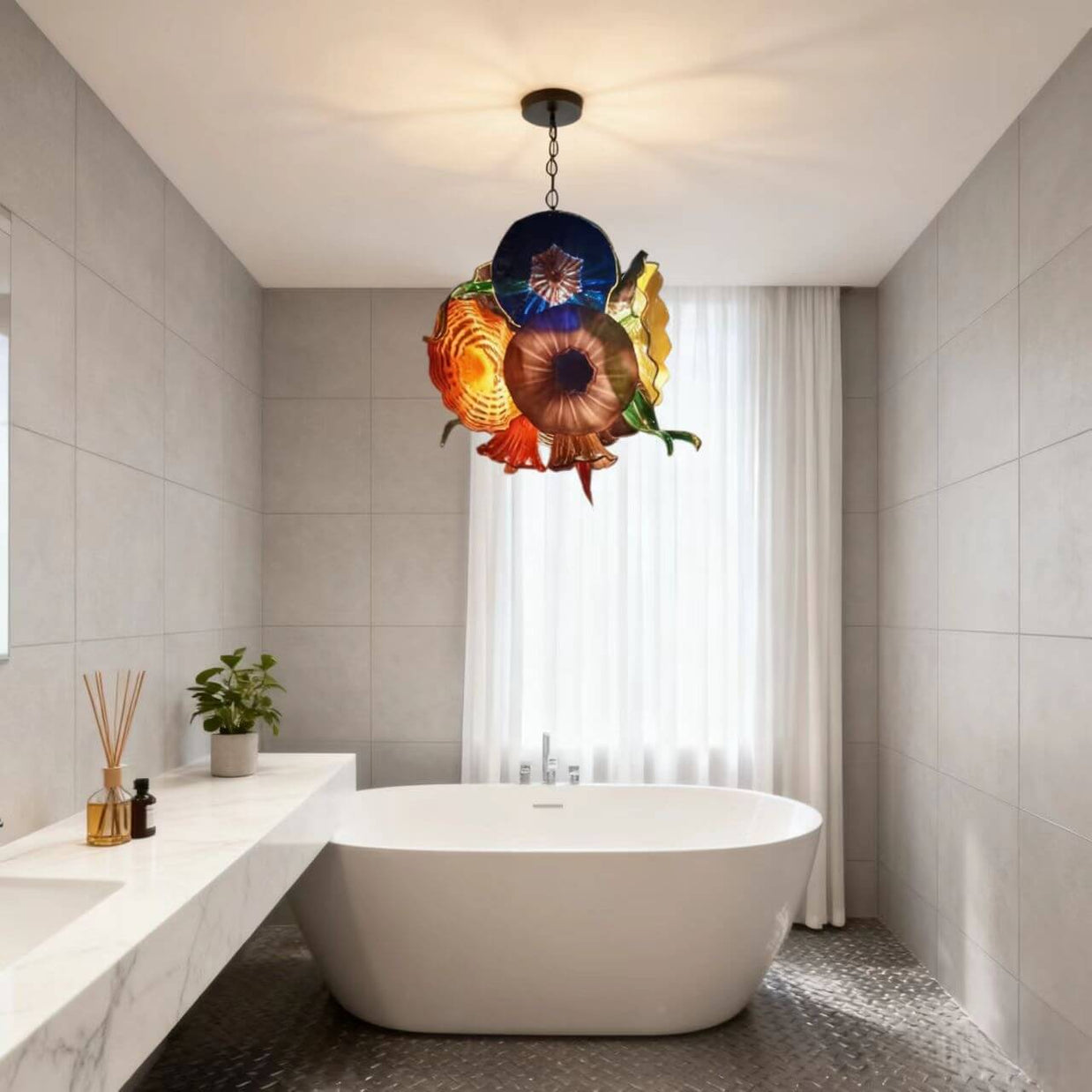 Hand made glass flower chandelier