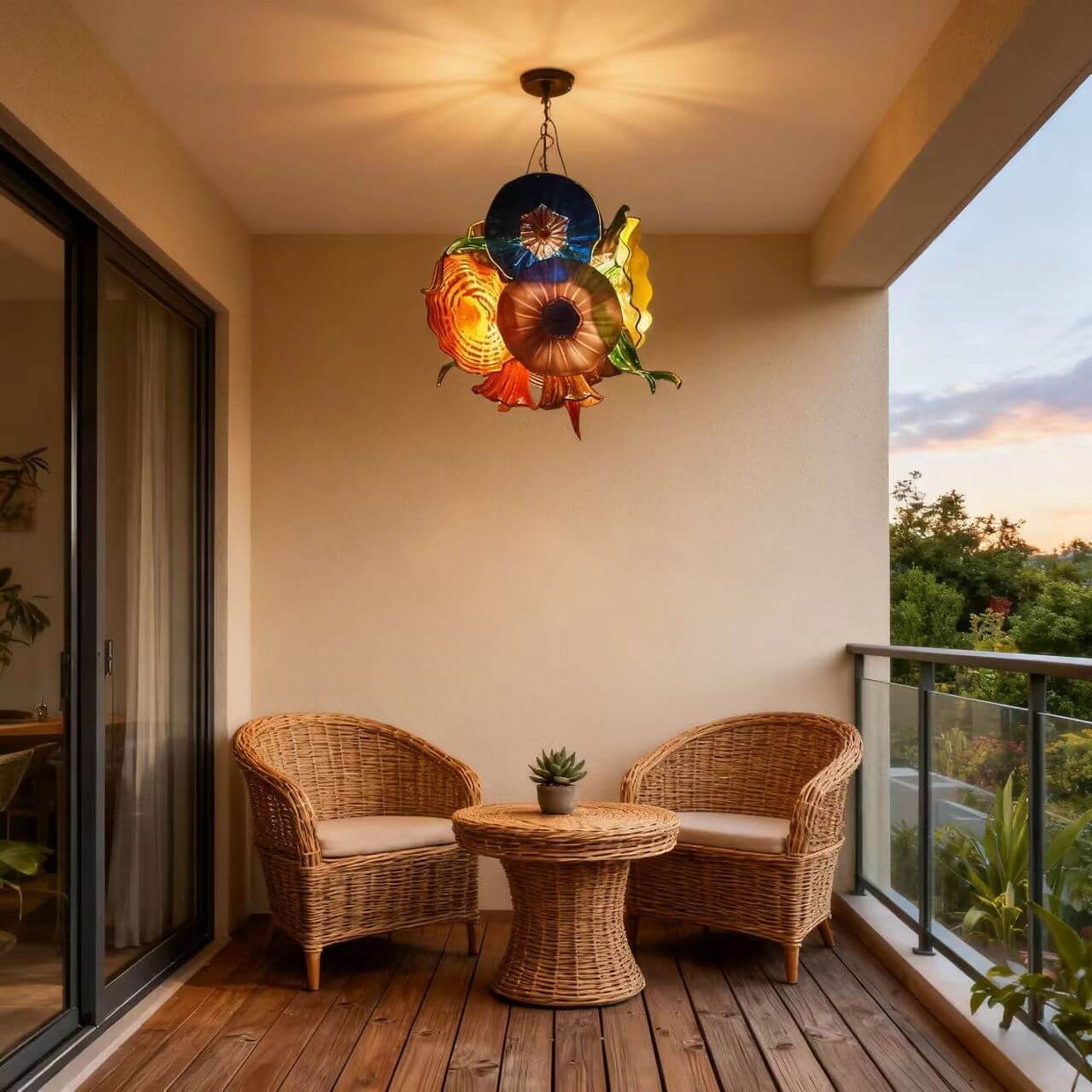 Hand made glass flower chandelier