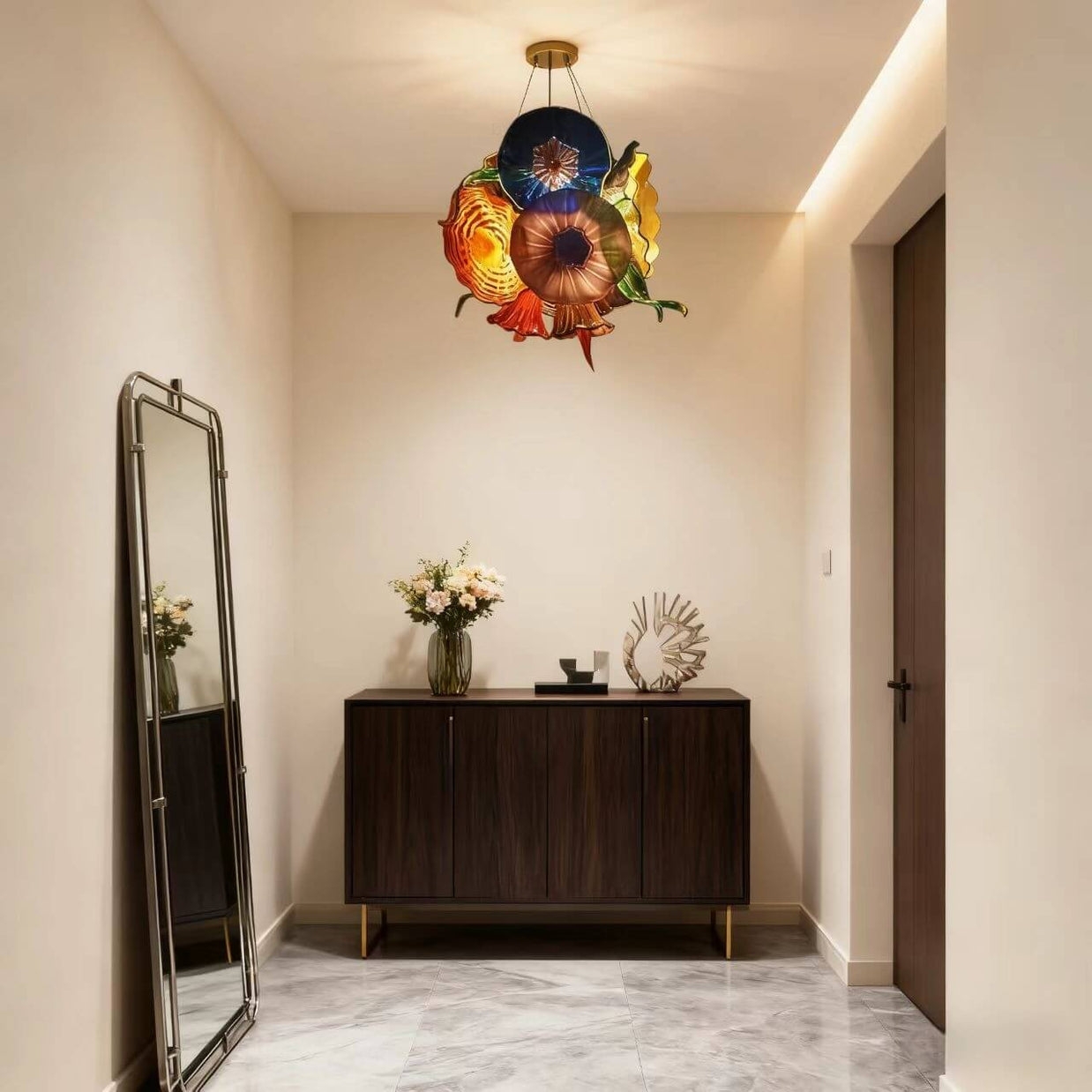 Hand made glass flower chandelier