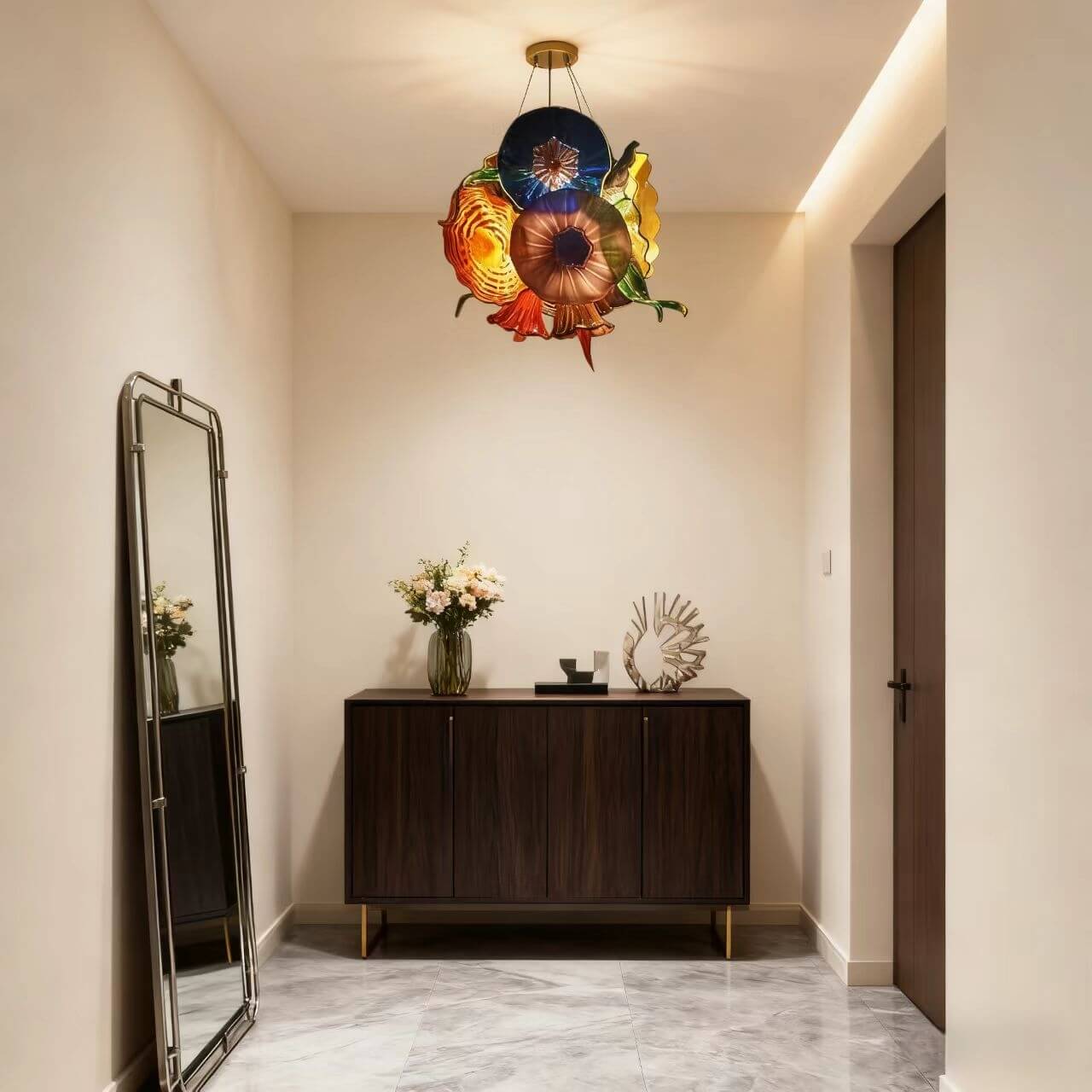 Hand made glass flower chandelier
