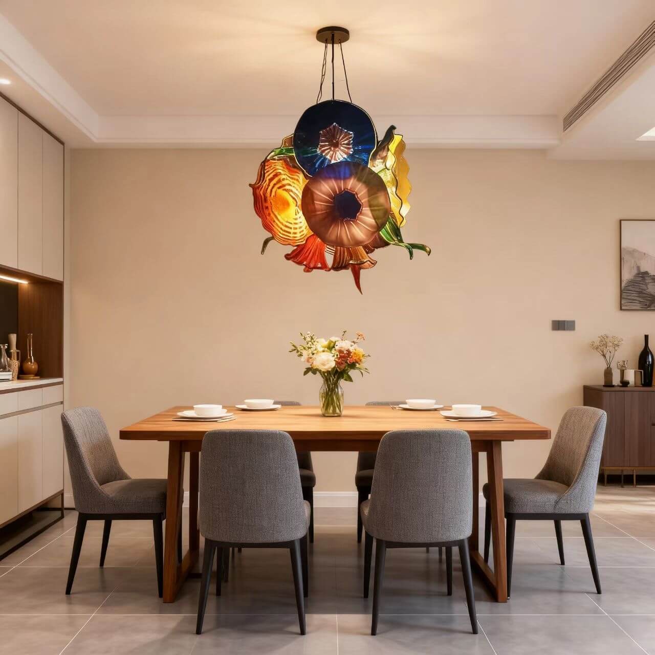Hand made glass flower chandelier