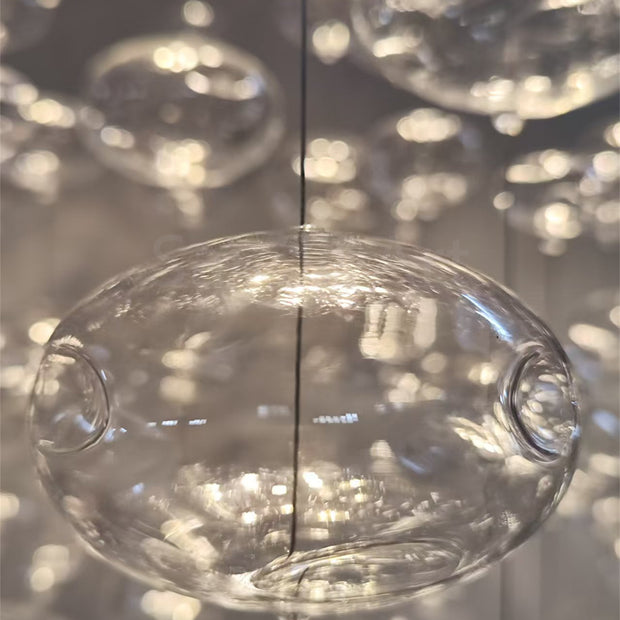 Hang wire glass bubbls lighting staircase decoration 180cm tall 60cm diameter