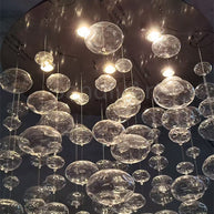 Hang wire glass bubbls lighting staircase decoration 180cm tall 60cm diameter