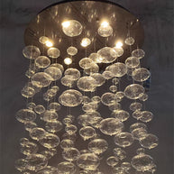 Hang wire glass bubbls lighting staircase decoration 180cm tall 60cm diameter