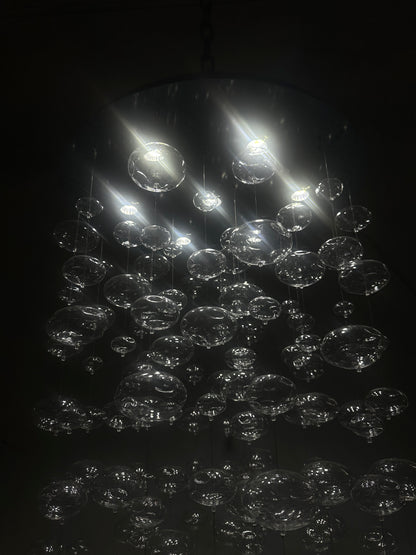 Hang wire glass bubbls lighting staircase decoration 180cm tall 60cm diameter