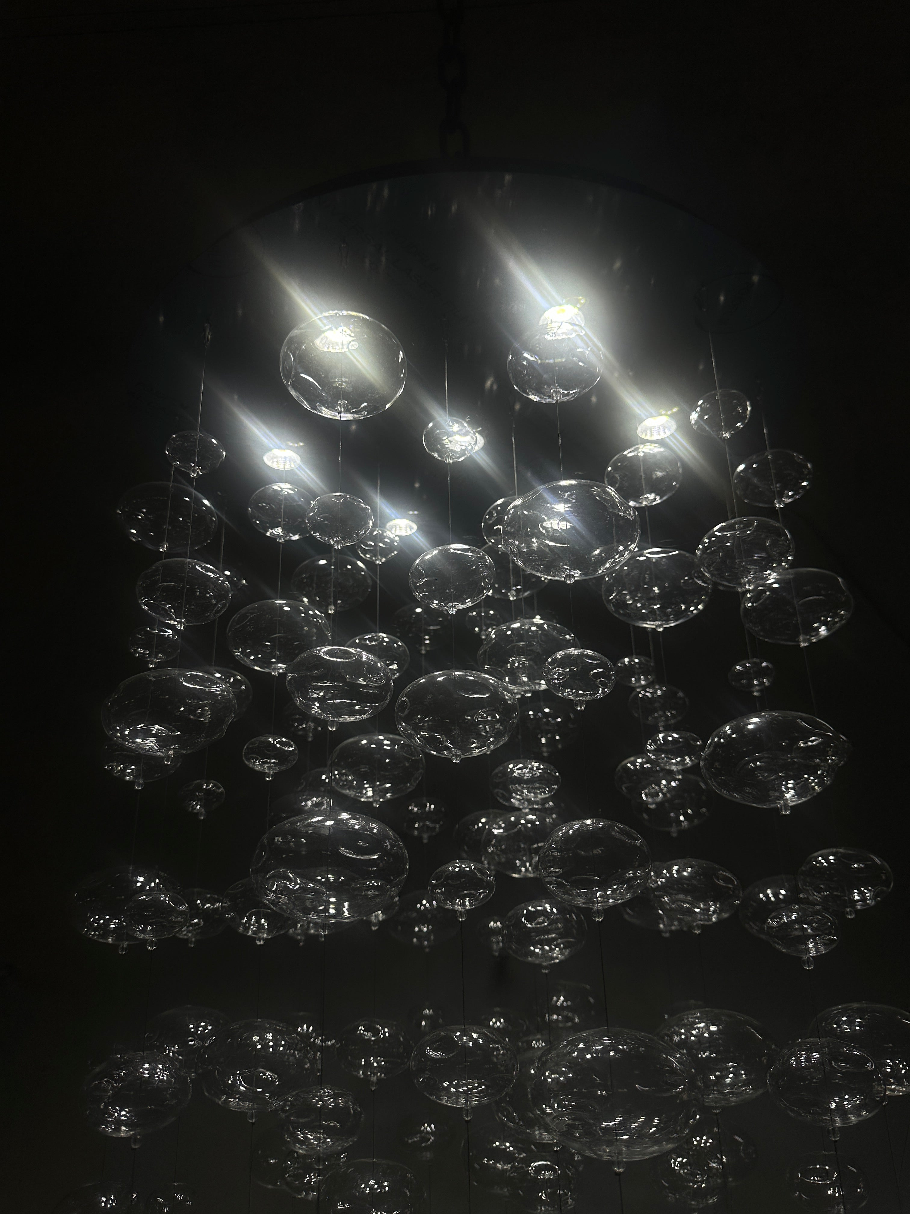 Hang wire glass bubbls lighting staircase decoration 180cm tall 60cm diameter