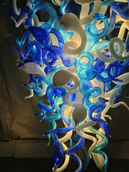 Ocean blue hand made murano glass chandelier modern design for stairway decoration