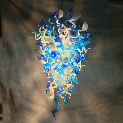 Ocean blue hand made murano glass chandelier modern design for stairway decoration