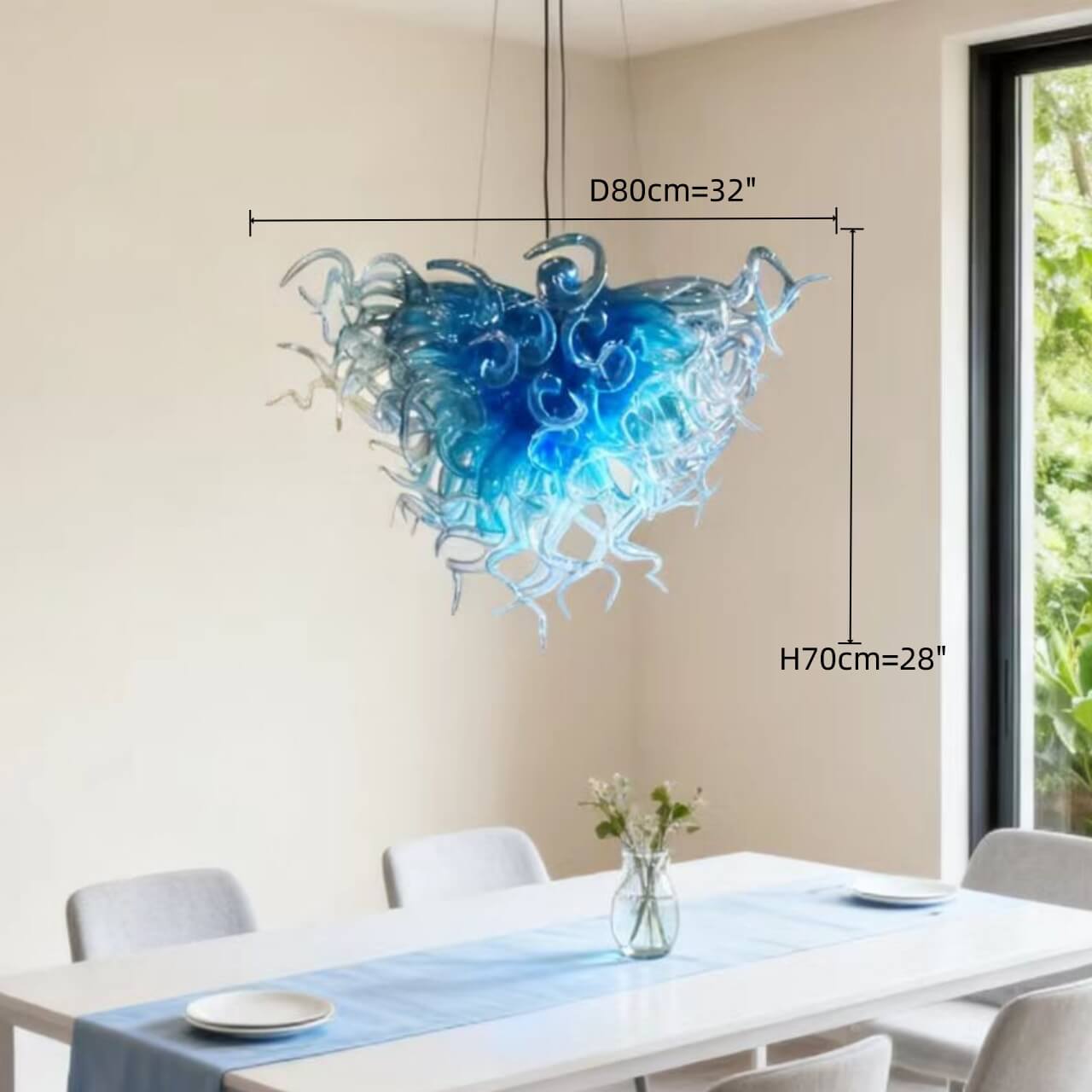 Ocean blue glass chandelier chihuly style