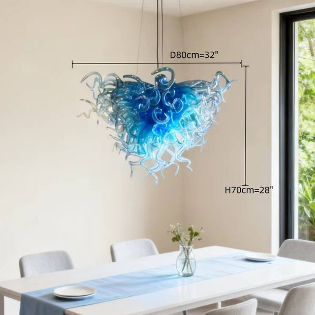 Ocean blue glass chandelier chihuly style