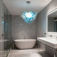 Ocean blue glass chandelier chihuly style