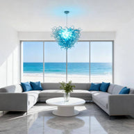 Ocean blue glass chandelier chihuly style