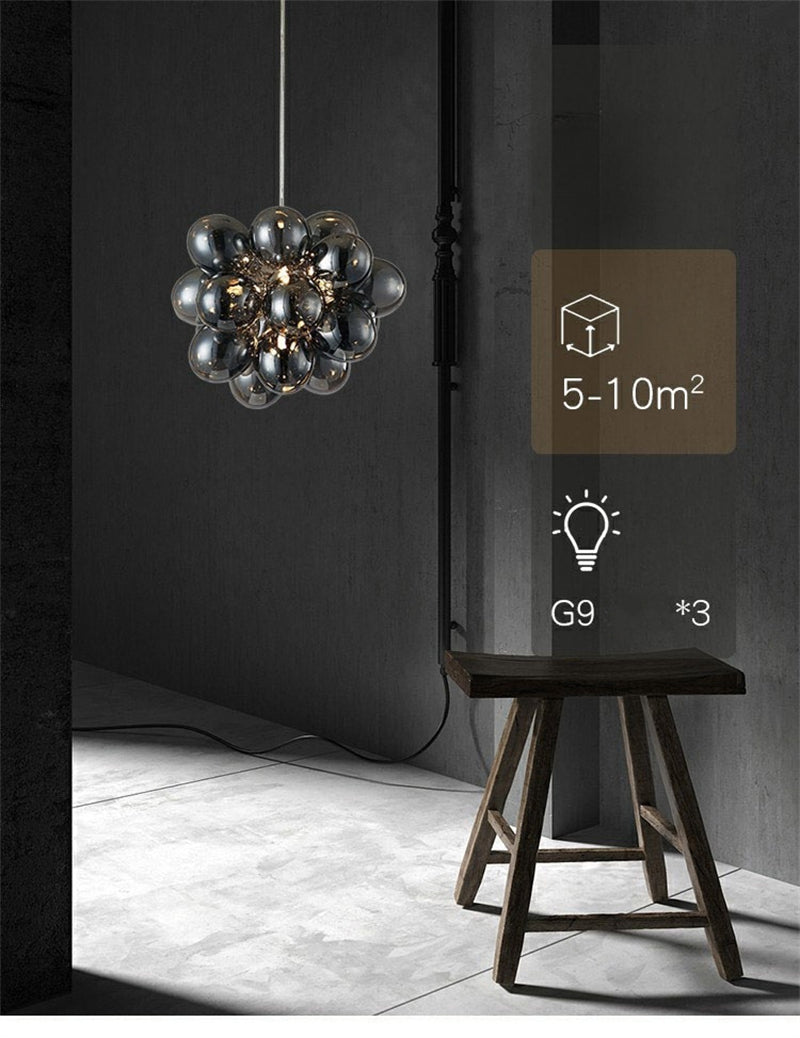 Smoke Grey Glass bubbles Lamp bedroom decoration