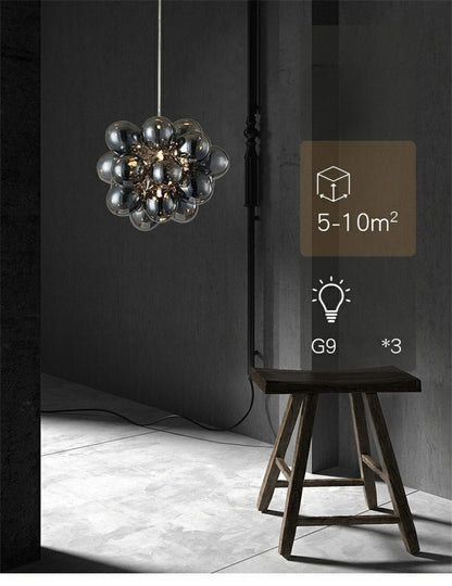 Smoke Grey Glass bubbles Lamp bedroom decoration