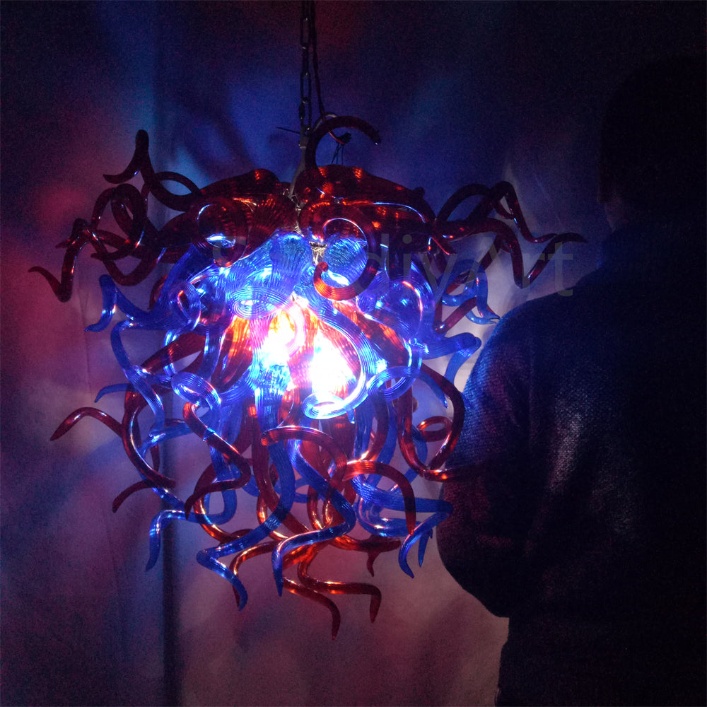 Red and blue color blown glass lighting home decoration