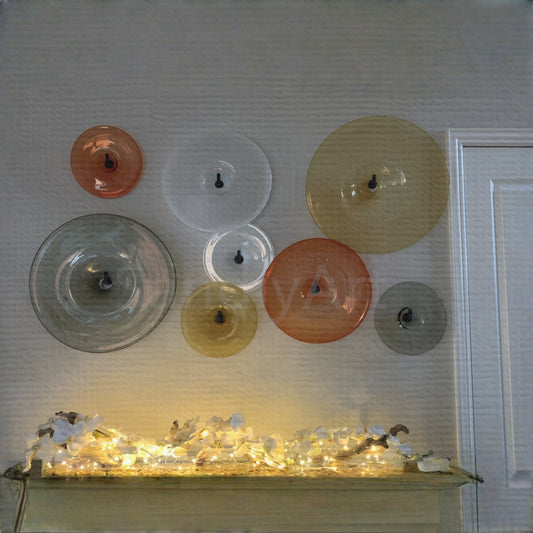 8pcs big round murano glass platter for wall decoration in different colors special design
