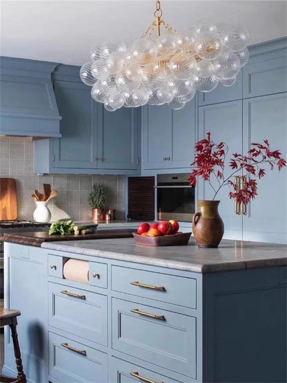 Blown glass bubbles chandelier clear color modern design for dining room