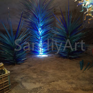 Hand made icicle shape glass sculpture chihuly style art glass for garden decoration