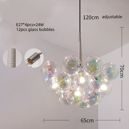 Hand made blown glass clear iridescent bubbles chandelier