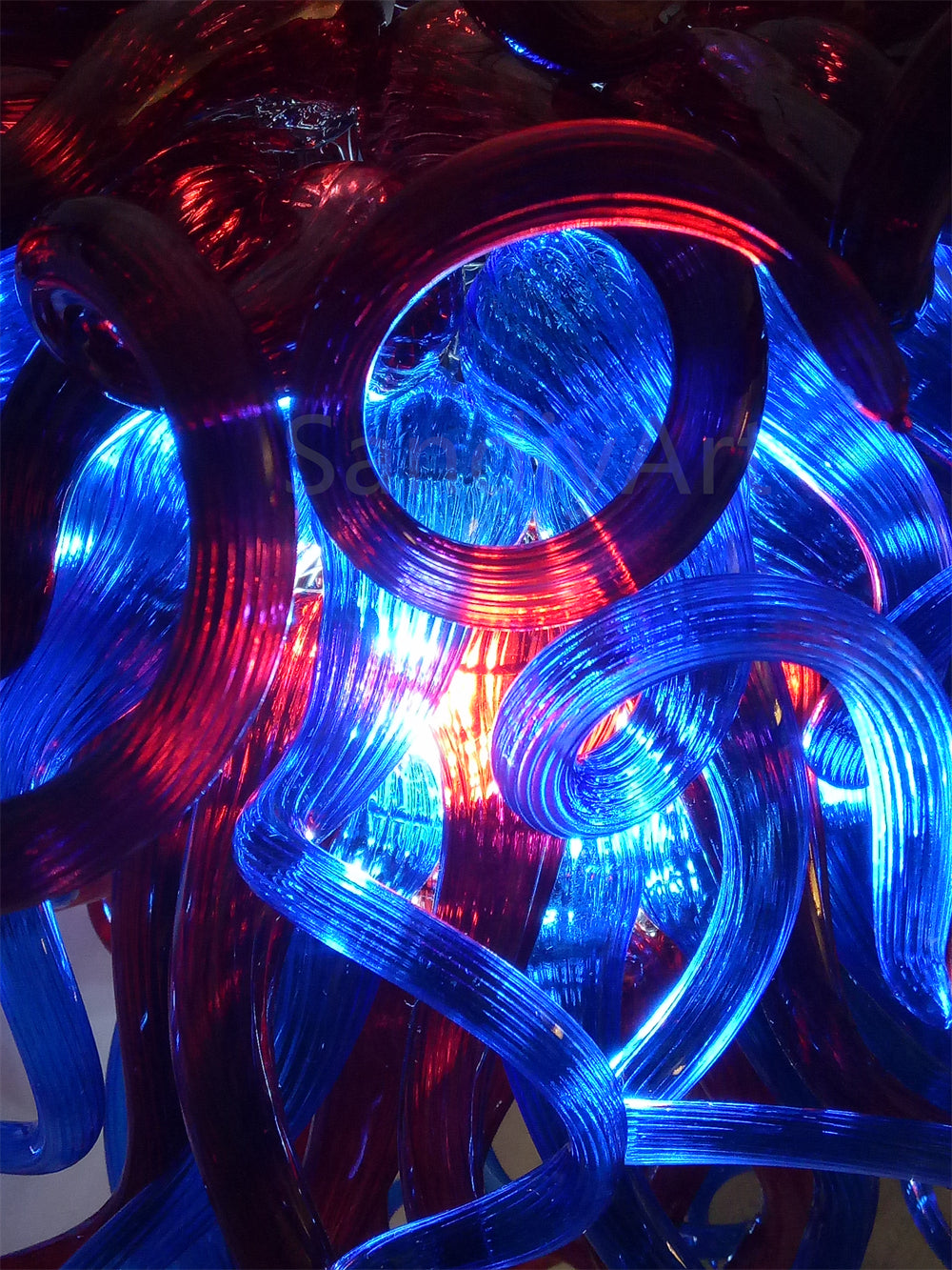 Red and blue color blown glass lighting home decoration