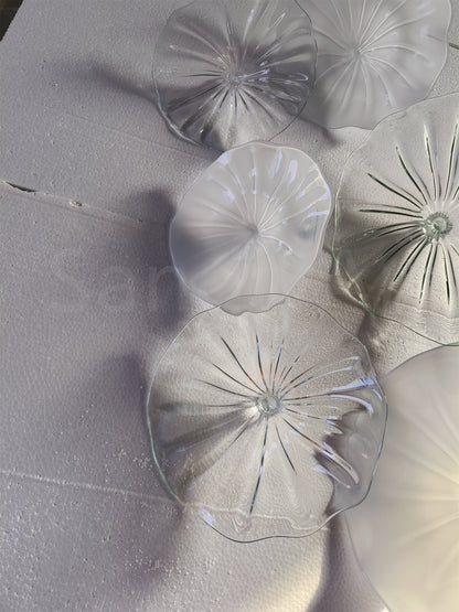 Hand made mouthblown glass white platters wall decoration Chihuly Persian plate