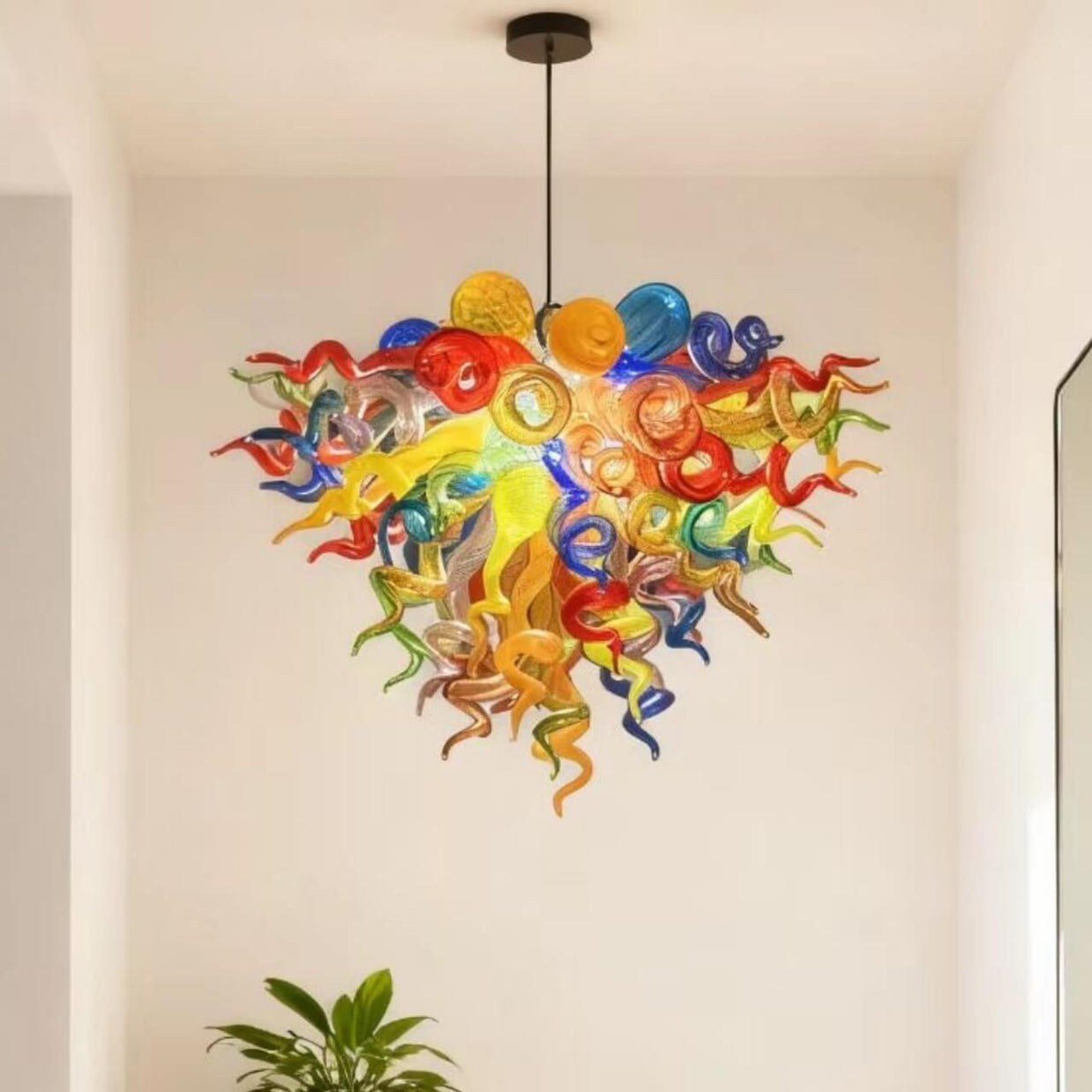 Hand made glass multicolor chandelier