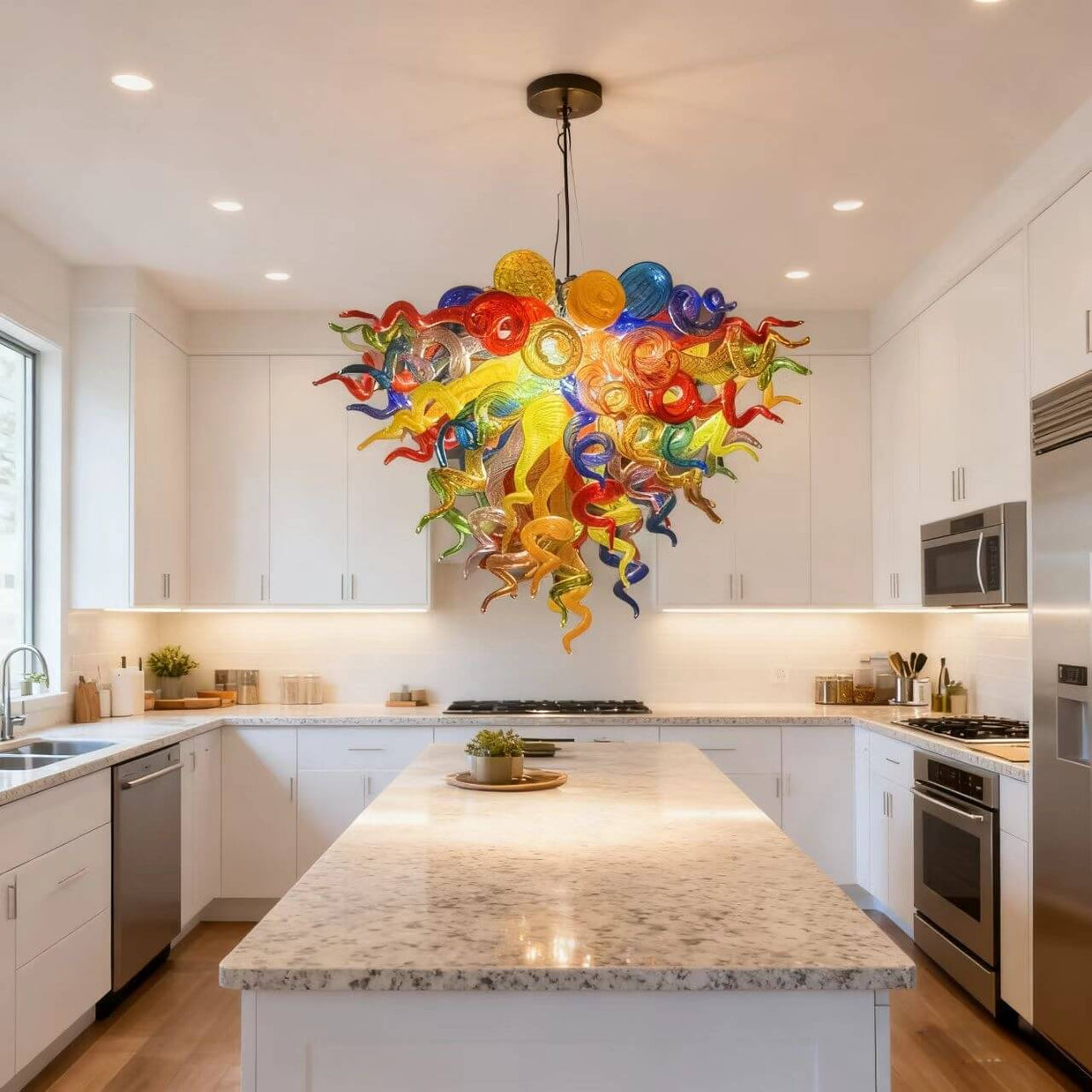 Hand made glass multicolor chandelier